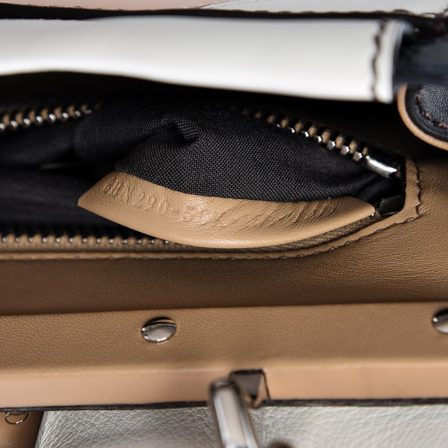 Fendi Vitello Seta Patchwork Medium Peekaboo Iconic Satchel Night Blue Multicolor 7 of 8