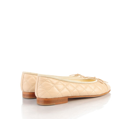 Chanel Calfskin Quilted CC Ballerina Flats 36.5 Beige 4 of 8