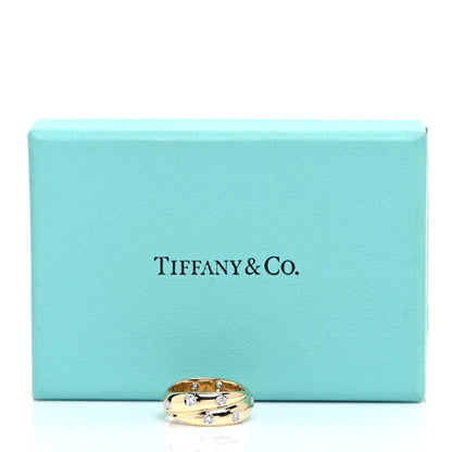 Tiffany 18K Yellow Gold Platinum Diamond Etoile Twist Band Ring 49 5 5 of 5