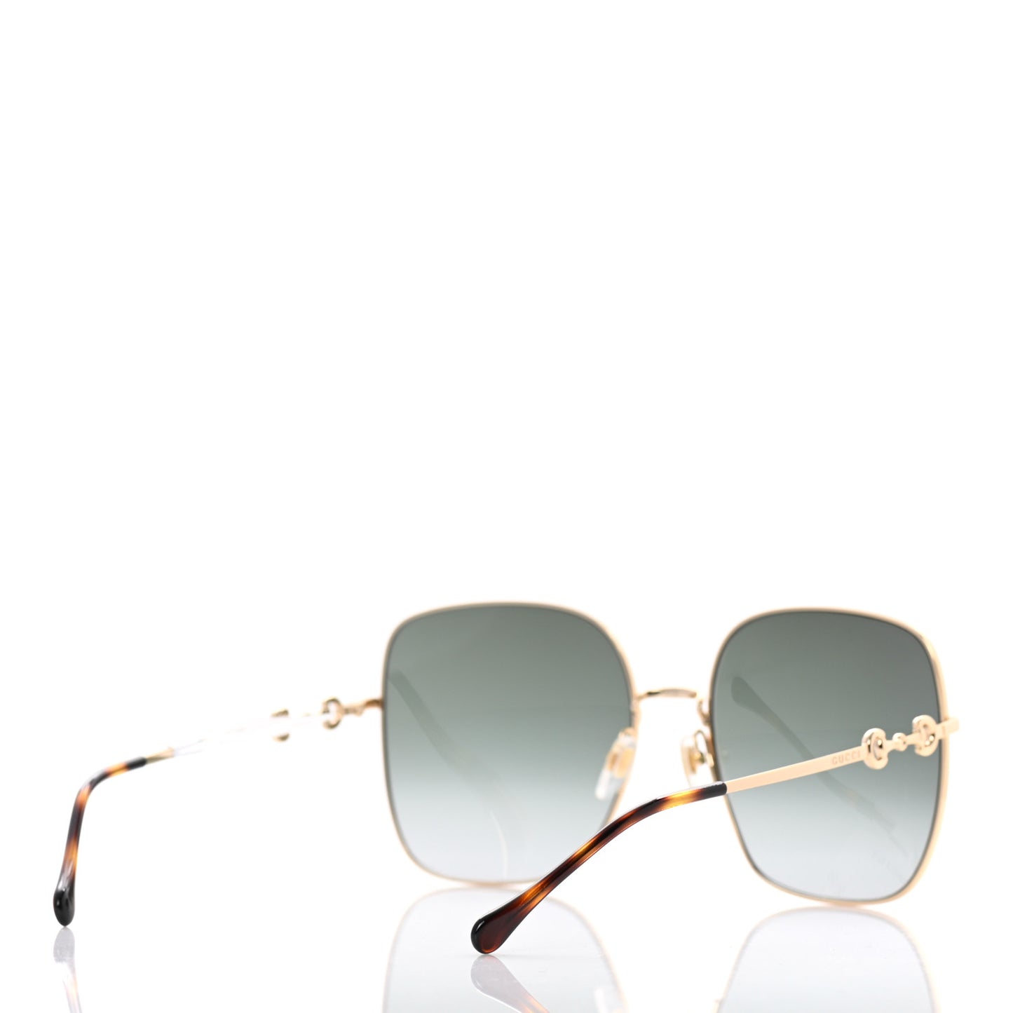 Metal Horsebit Square Frame Sunglasses GG0879S Gold