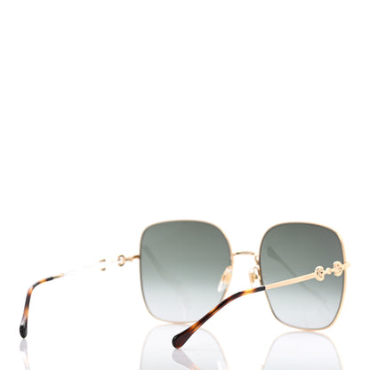 Gucci Metal Horsebit Square Frame Sunglasses GG0879S Gold 4 of 8