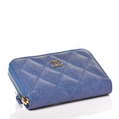 Chanel Iridescent Caviar Quilted Zip Coin Purse Blue 4 of 10