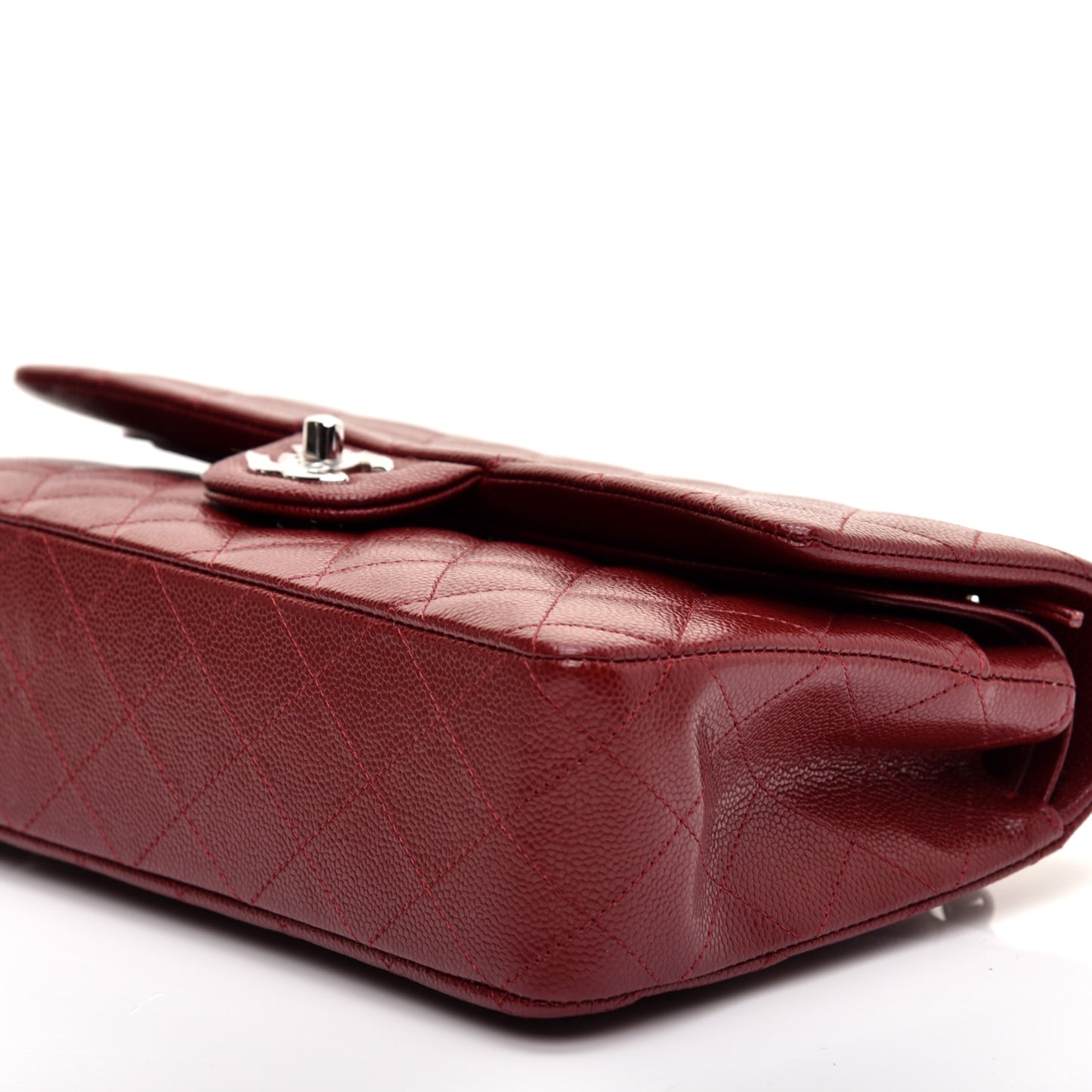 Caviar Quilted Medium Double Flap Burgundy