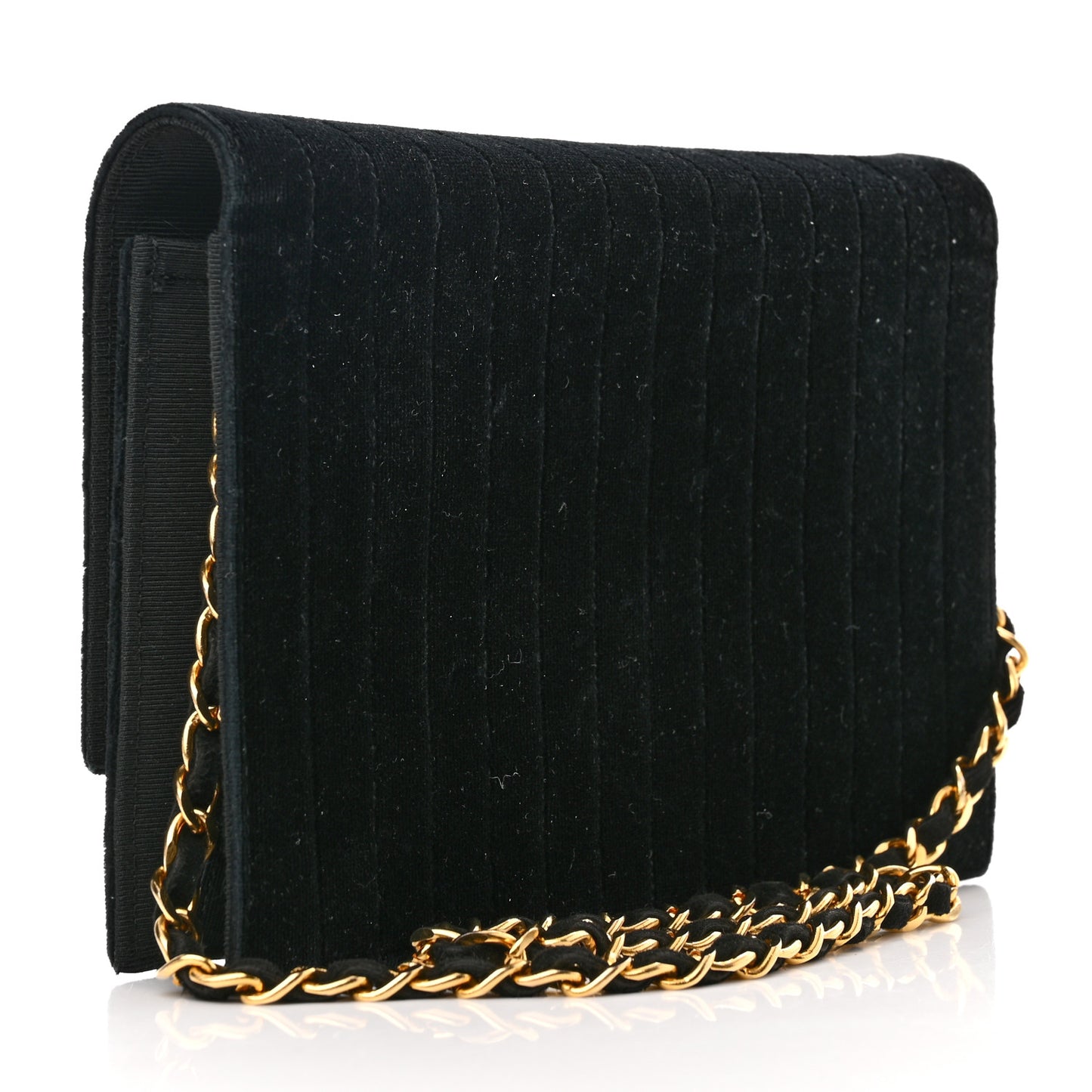 Velvet Vertical Horizontal Quilt Single Flap Black