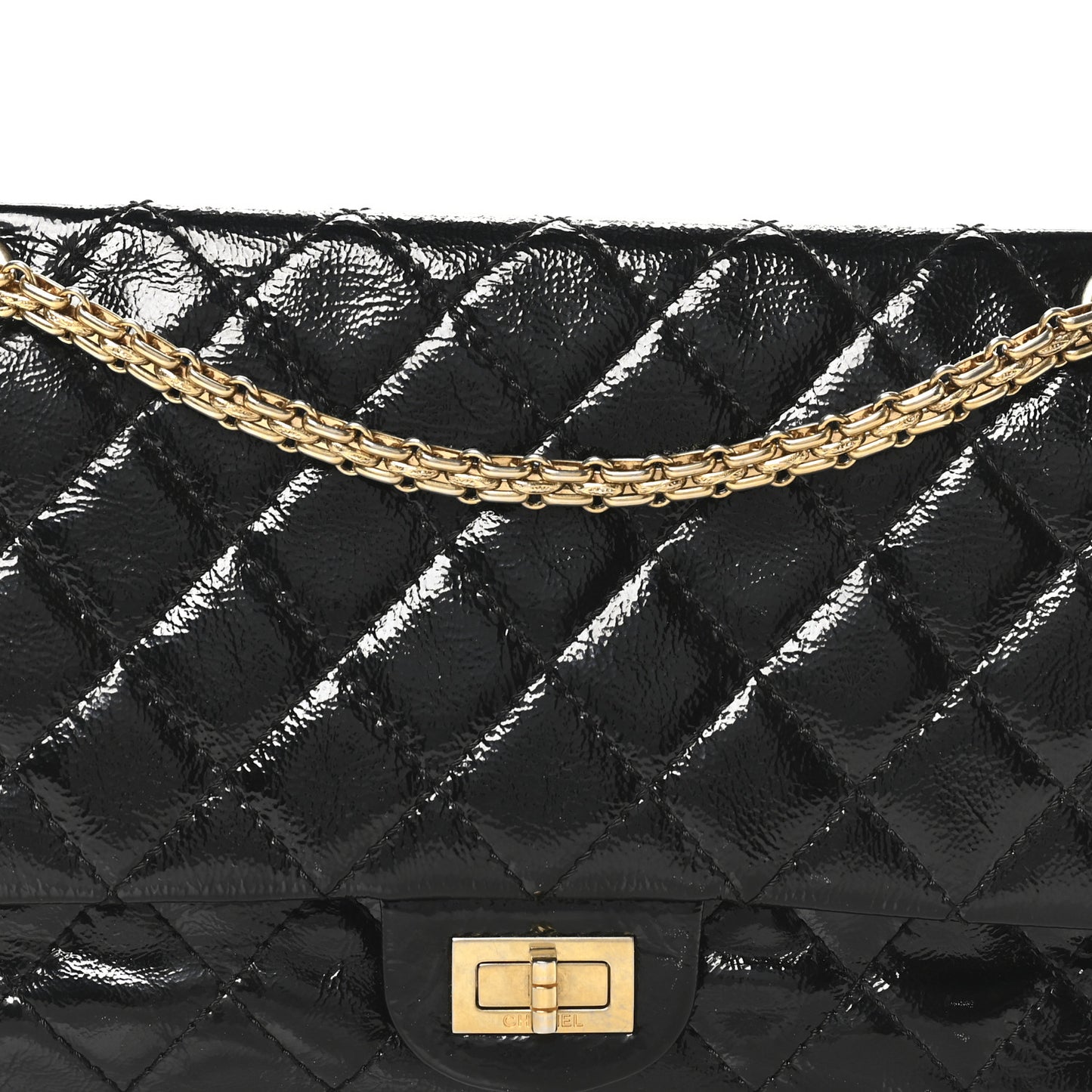 Distressed Patent Quilted 2.55 Reissue 226 Flap Black