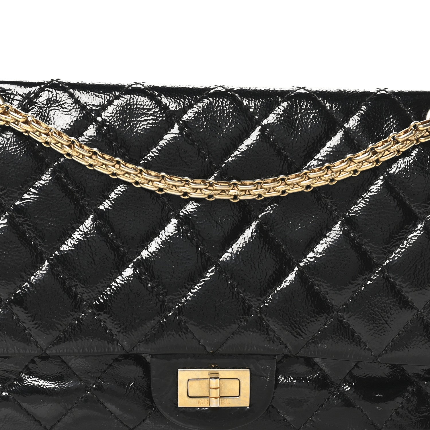 Chanel Distressed Patent Quilted 2.55 Reissue 226 Flap Black 8 of 10