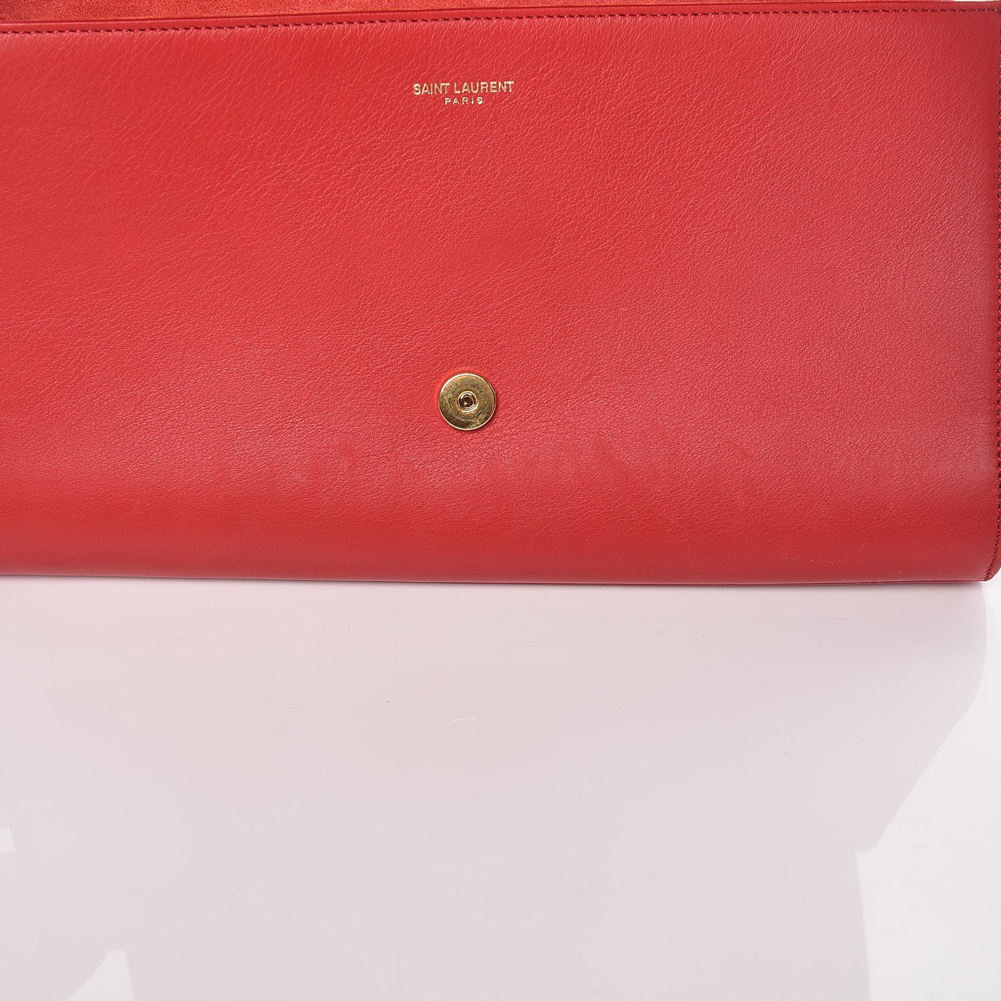 Calfskin Classic Y Ligne Clutch Red