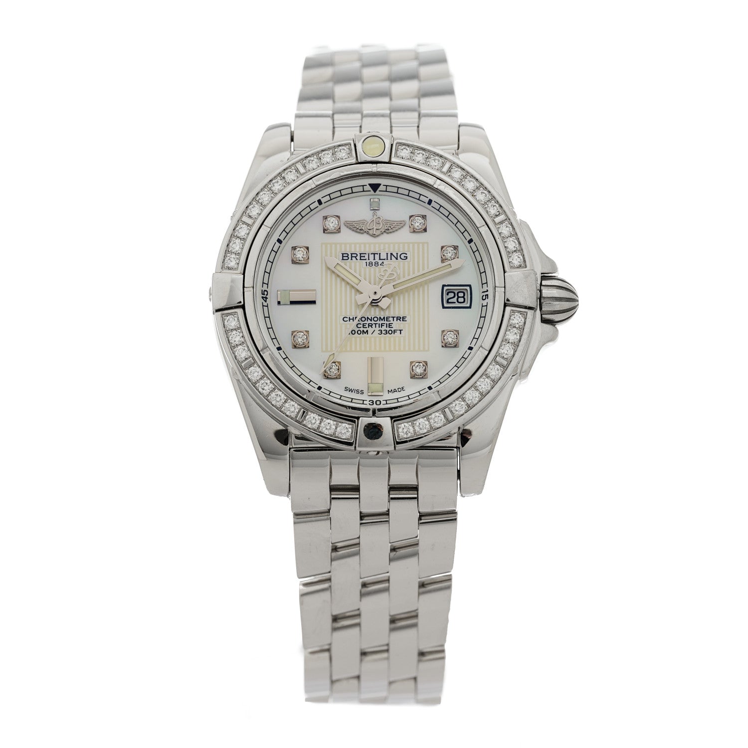 Breitling Stainless Steel Diamond Mother of Pearl 32mm Lady Cockpit Quartz Watch A71356 1 of 5