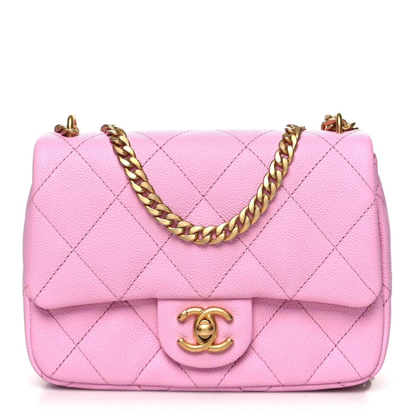Caviar Quilted Mini Sweetheart Flap Lilac