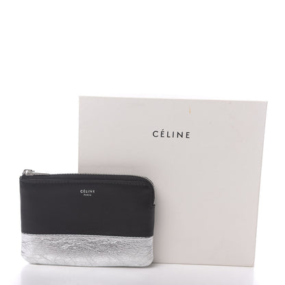 Celine Laminated Lambskin Bi-Color Solo Coin Card Case Black Silver 7 of 7