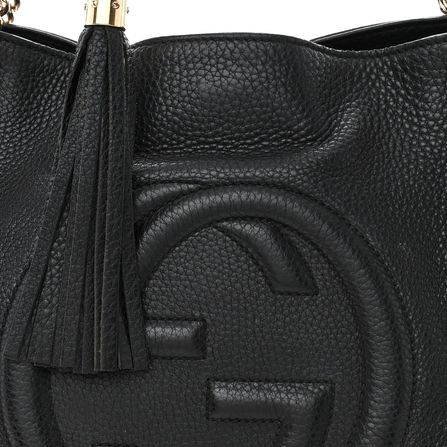 Gucci Pebbled Calfskin Medium Soho Chain Shoulder Bag Black 10 of 12
