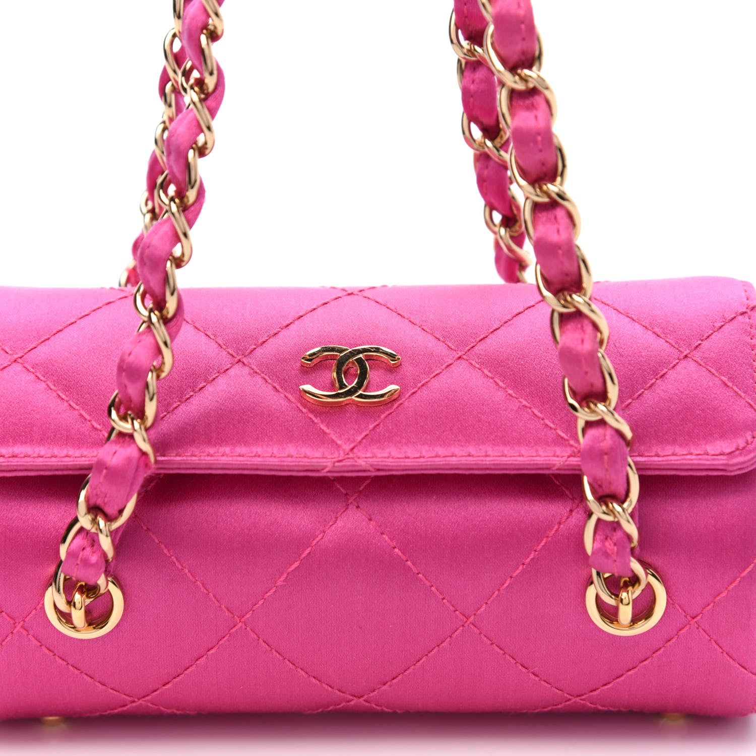 Chanel Satin Quilted Evening Bag Fuchsia 11 of 12
