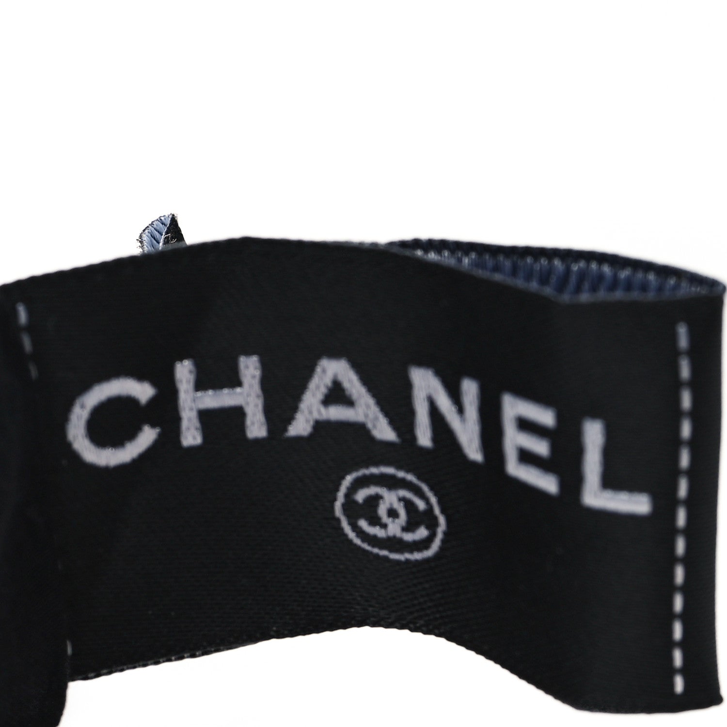 Chanel Silk CC Bow Hair Tie Black Ecru 3 of 3