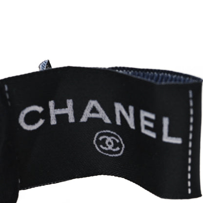 Chanel Silk CC Bow Hair Tie Black Ecru 3 of 3
