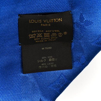 Louis Vuitton Wool Silk Monogram Shawl Blue 3 of 4