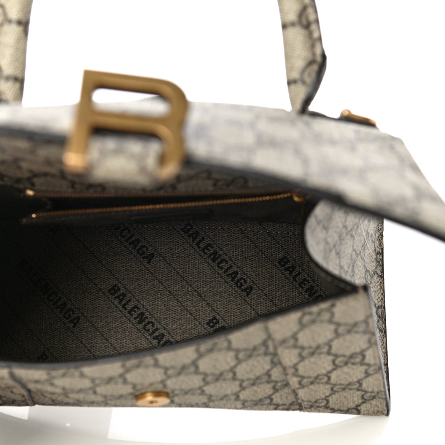Balenciaga X GUCCI GG Supreme Monogram Small Hourglass Top Handle Bag Beige Ebony 5 of 11