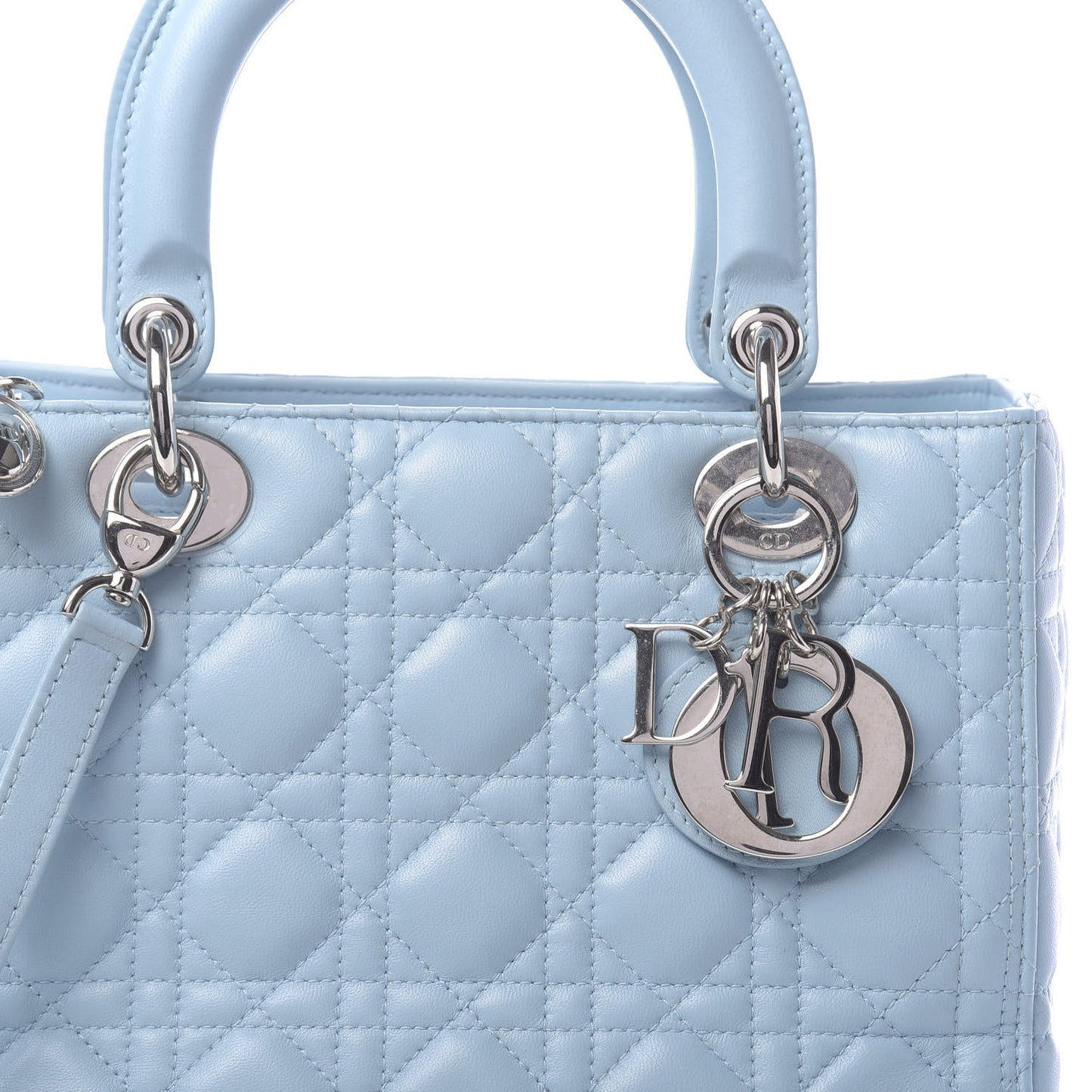 Lambskin Cannage Medium Lady Dior Light Blue