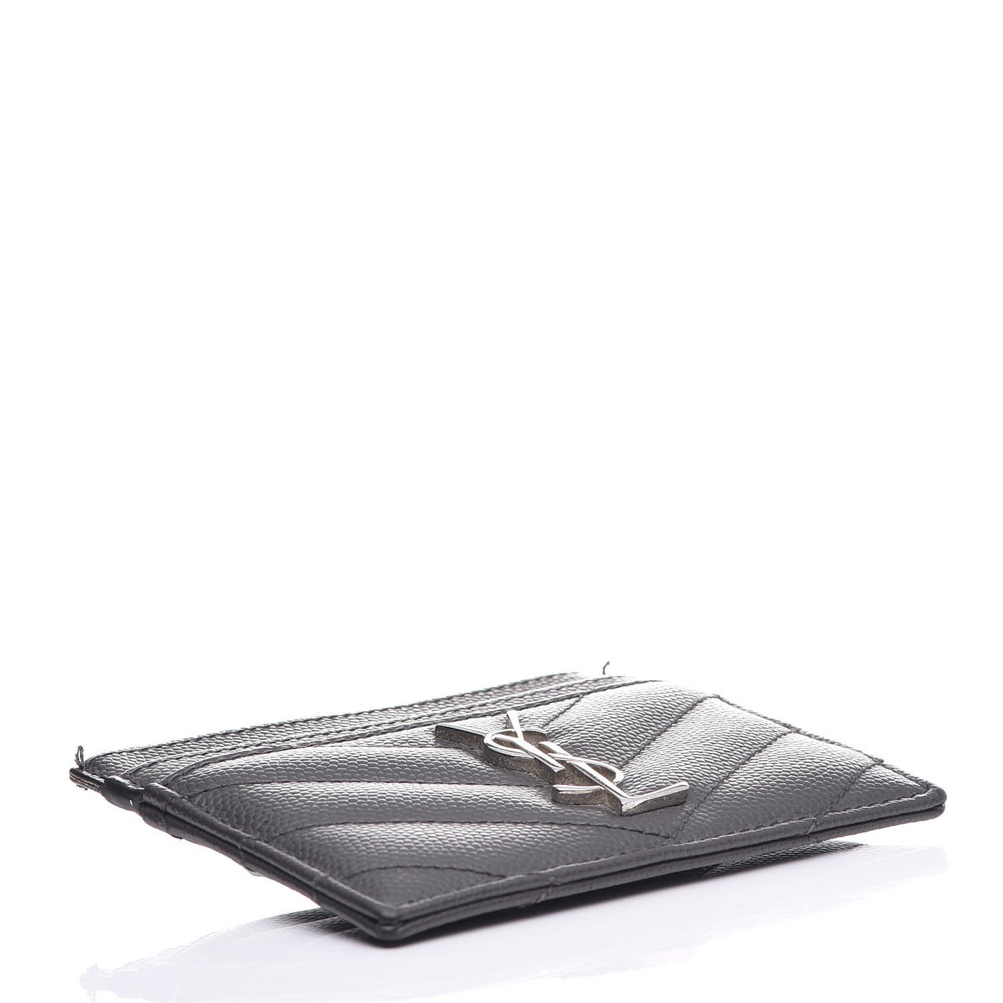 Grain De Poudre Matelasse Chevron Monogram Credit Card Case Coal