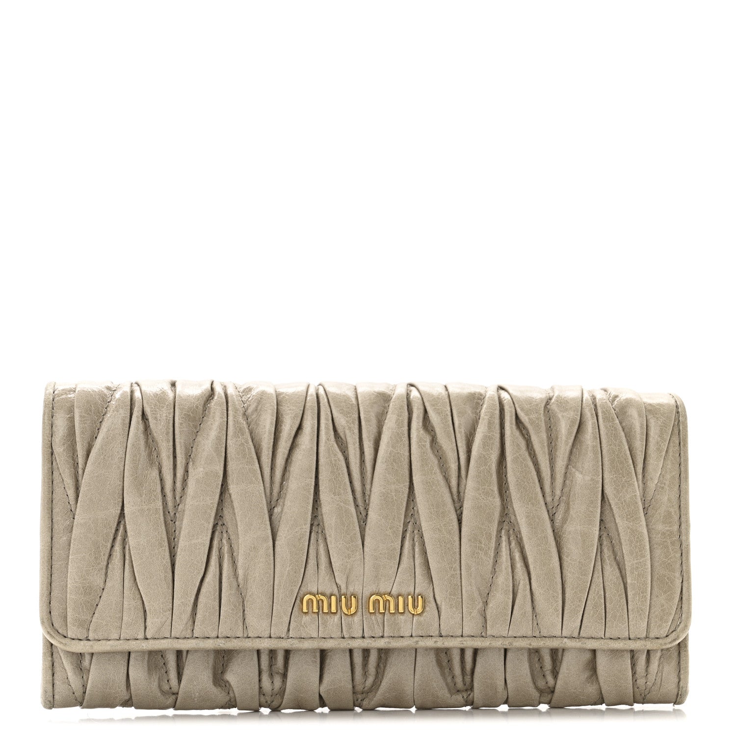 Miu Miu Nappa Lux Matelasse Flap Wallet Pomice 1 of 9