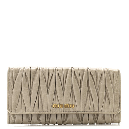 Miu Miu Nappa Lux Matelasse Flap Wallet Pomice 1 of 9