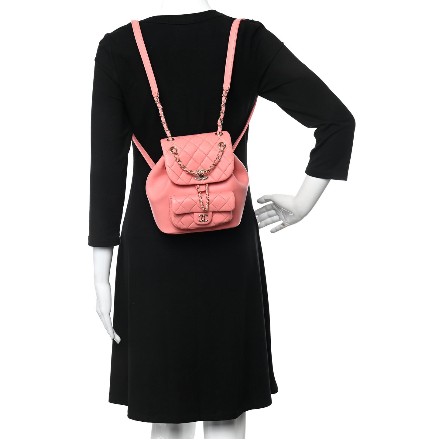 Lambskin Quilted Small Duma Drawstring Backpack Pink
