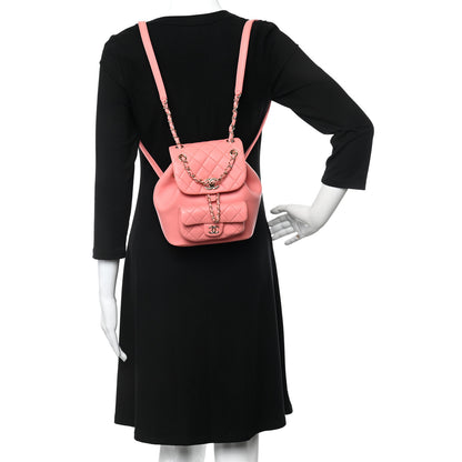 Chanel Lambskin Quilted Small Duma Drawstring Backpack Pink 2 of 11