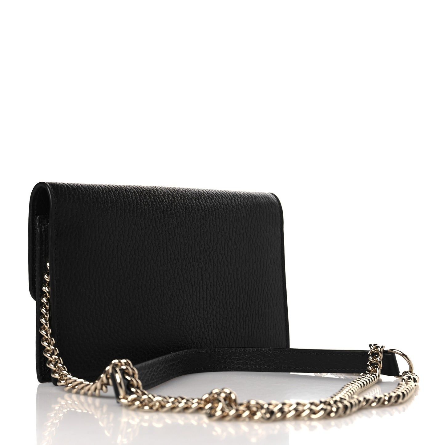 Dollar Calfskin Interlocking G Chain Wallet Black