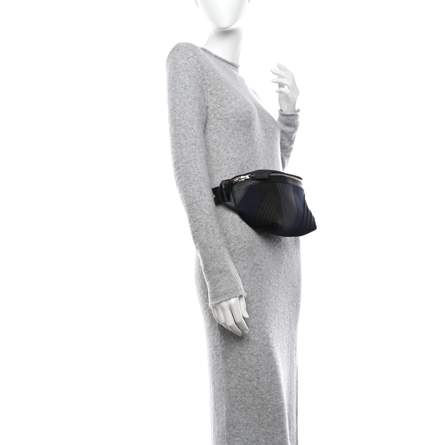 Dynamo Technical Canvas Allegretto Calfskin Cityslide Belt Bag Plomb Bleu Nuit Black