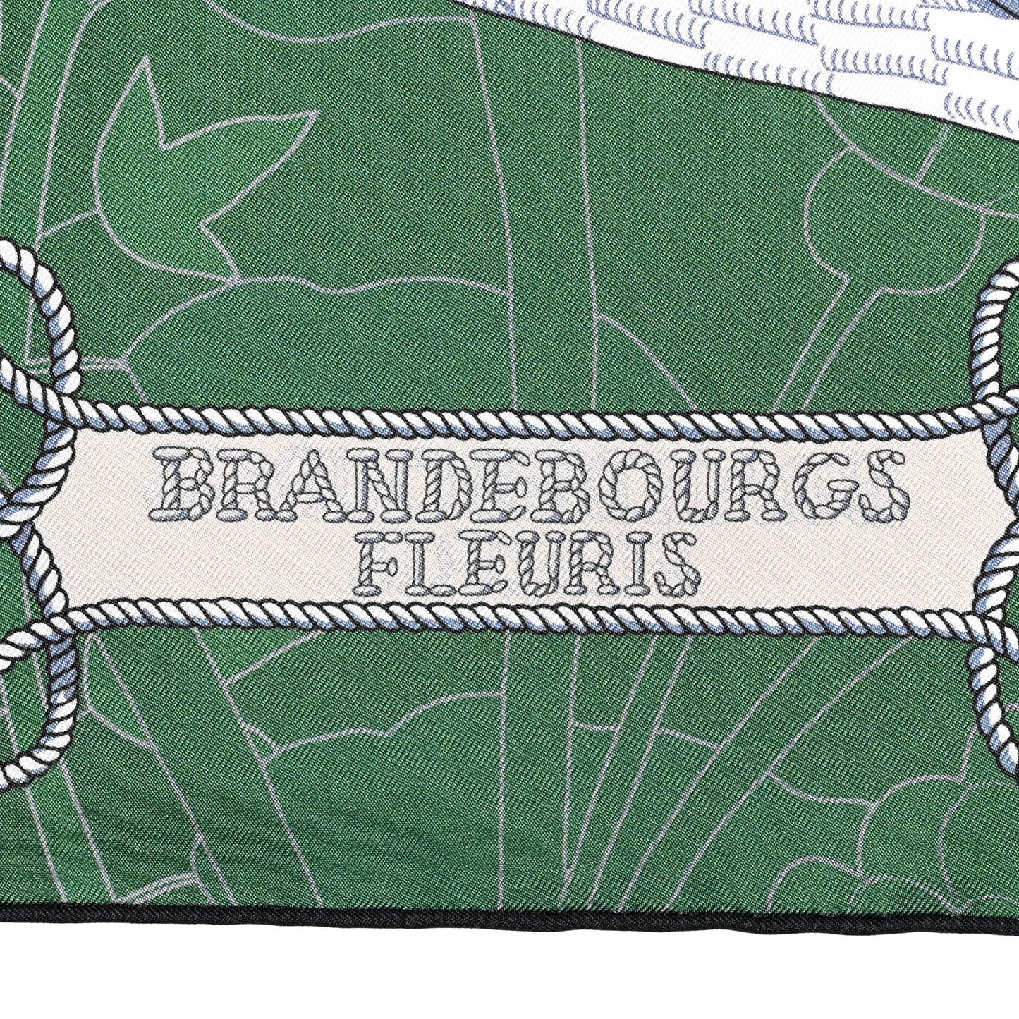 Silk Carre Double Face Brandebourgs Scarf 90 Vert Poudre Bleu Clair