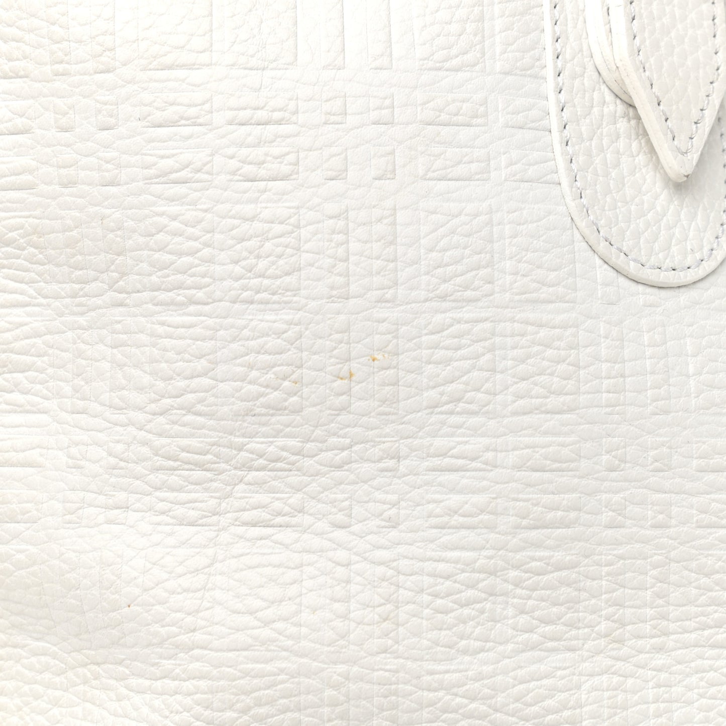 Signature Grain Calfskin Check Embossed Tote White