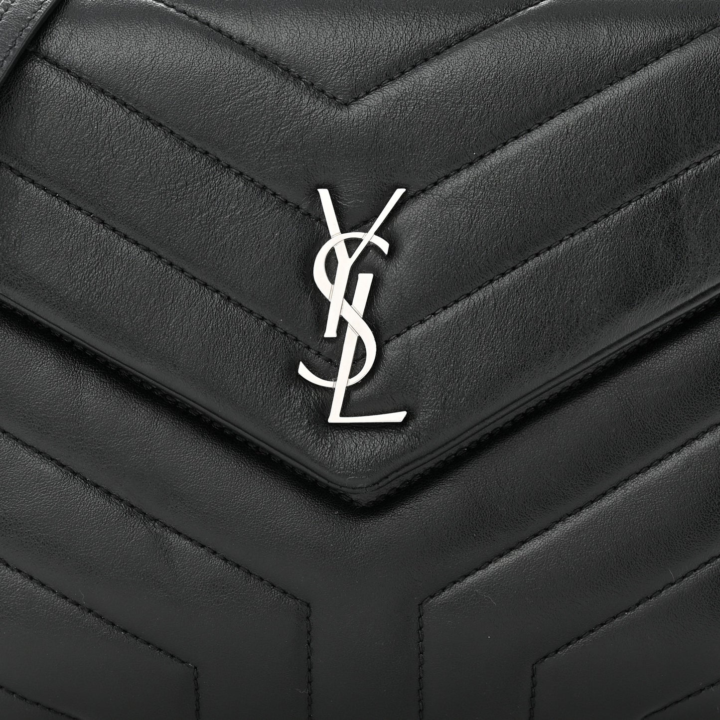 Calfskin Y Quilted Monogram Loulou Flap Bag Black