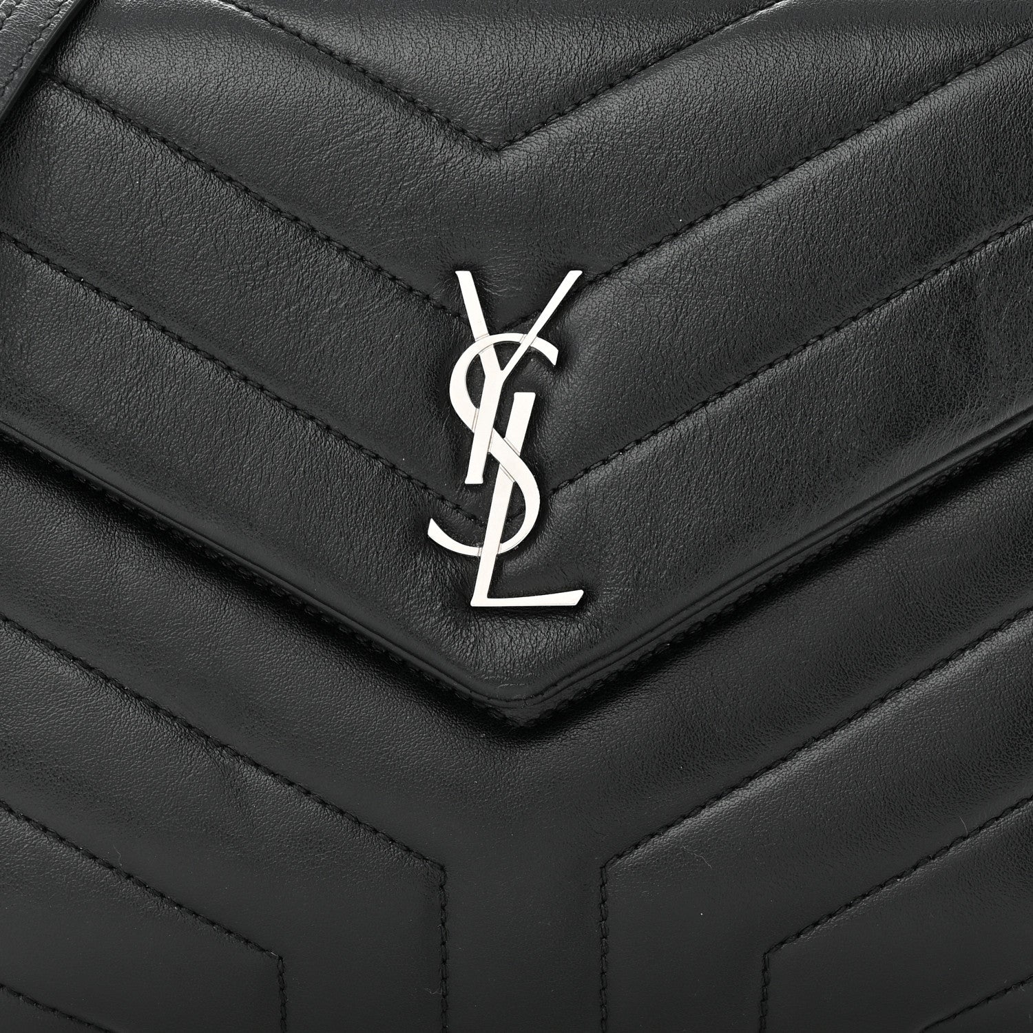 Saint Laurent Calfskin Y Quilted Monogram Loulou Flap Bag Black 8 of 13