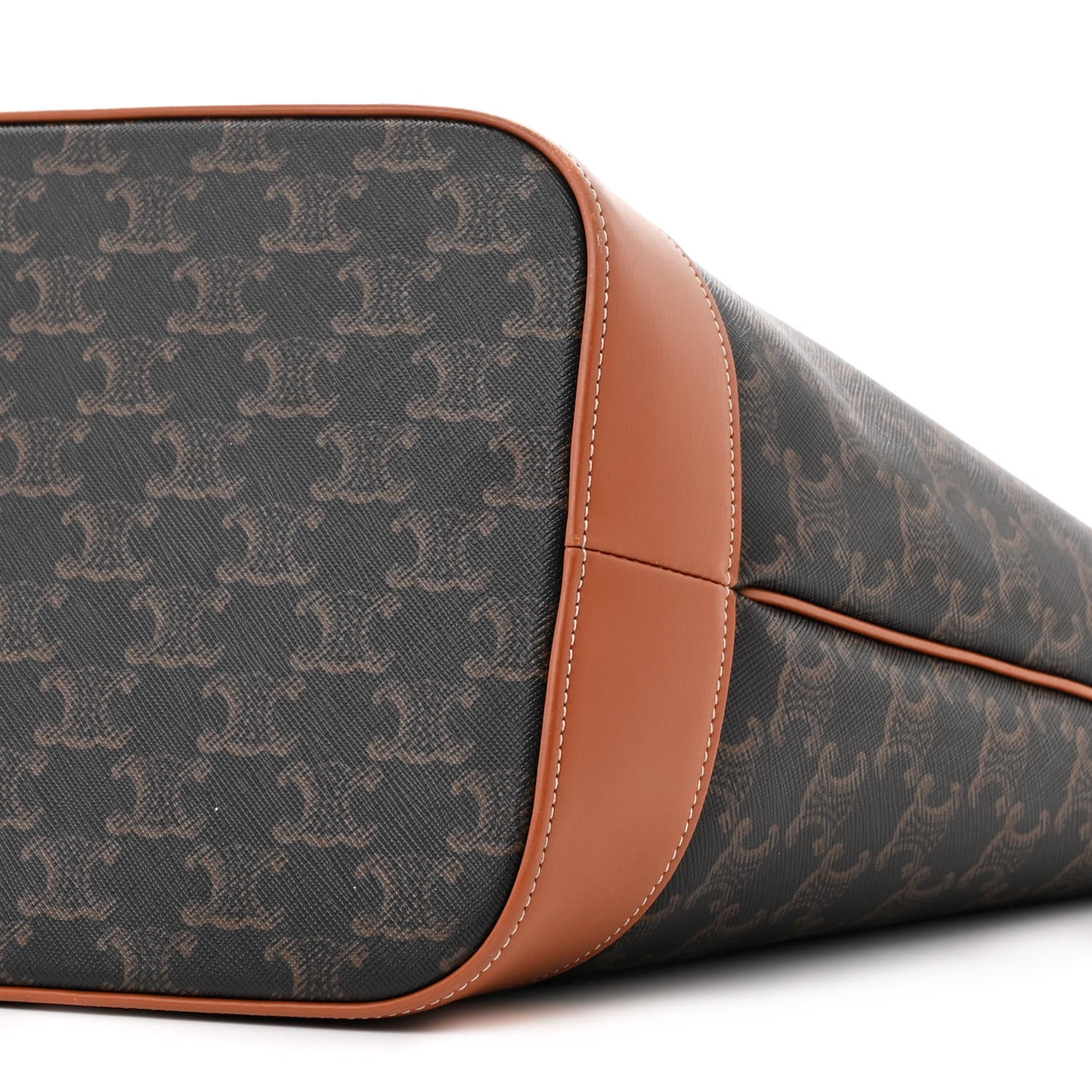 Celine Triomphe Canvas Calfskin Medium Bucket Bag Tan 11 of 20