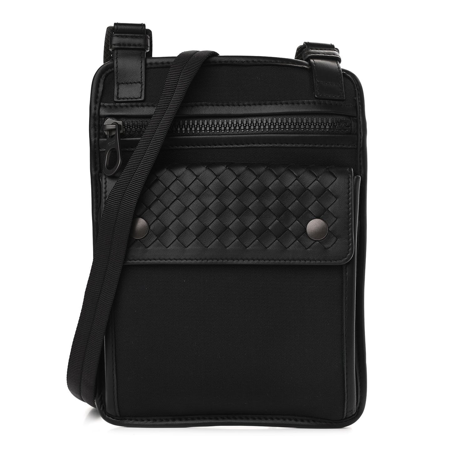 Nappa Intrecciato Nylon High Tech Crossbody Pouch Black