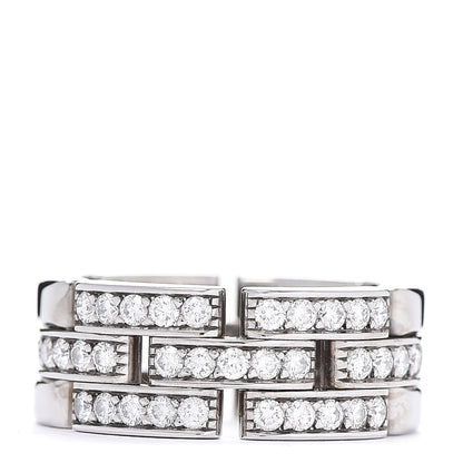 Cartier 18K White Gold Diamond Maillon Panthere 3 Half Rows Paved Ring 52 6 1 of 7
