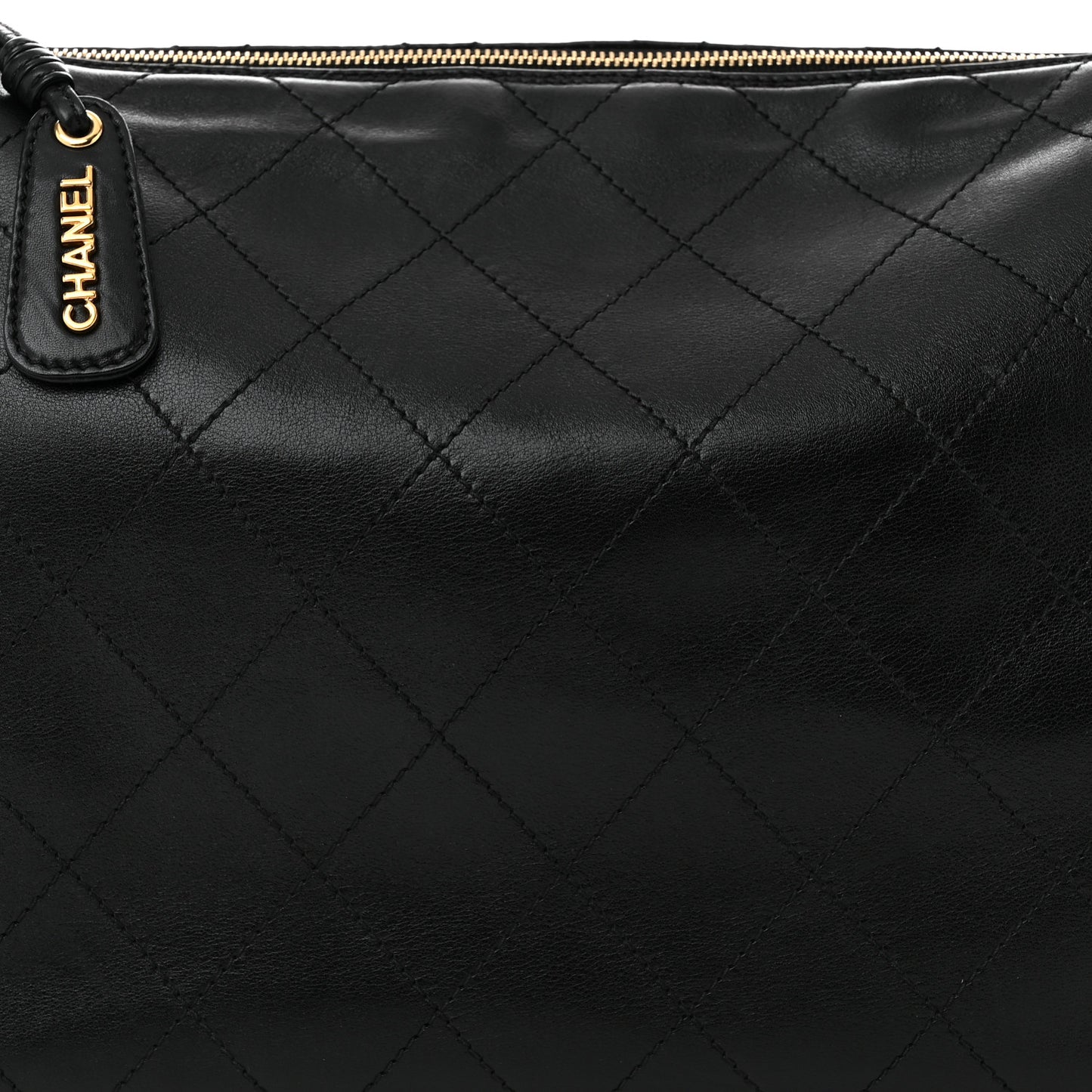 Lambskin Stitched Shoulder Bag Black