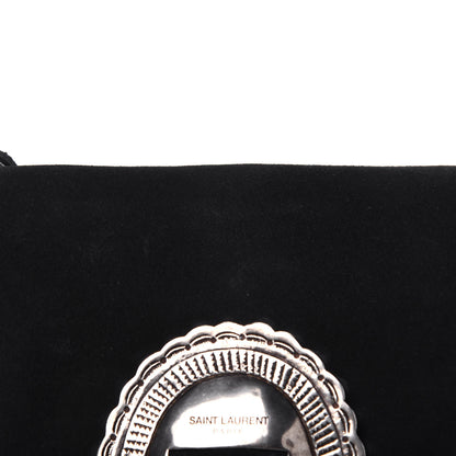 Saint Laurent Suede Fringe Flat Anita Crossbody Bag Black 12 of 16