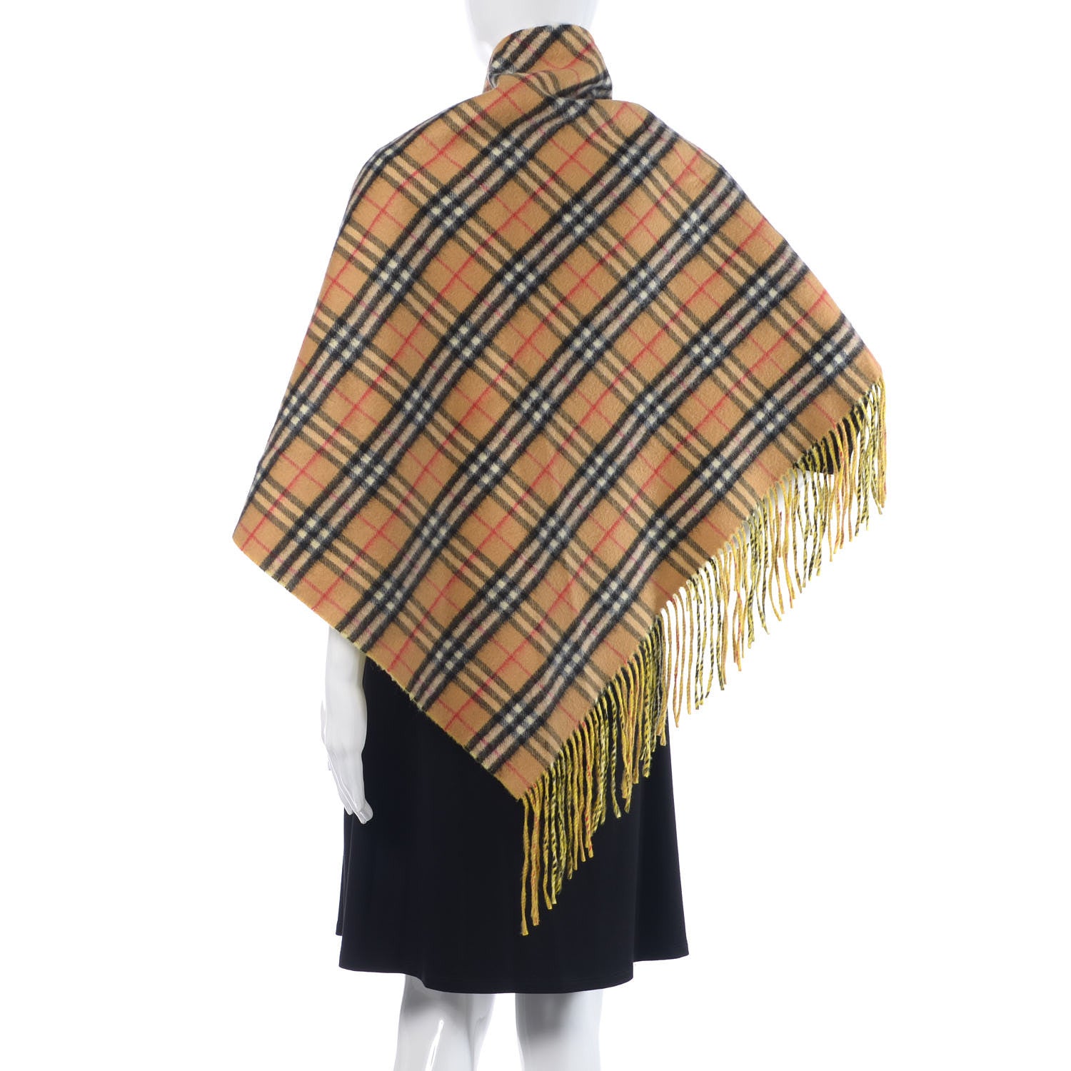 Burberry Cashmere Fluorescent Vintage Check Bandana Scarf Bright Lemon 3 of 5
