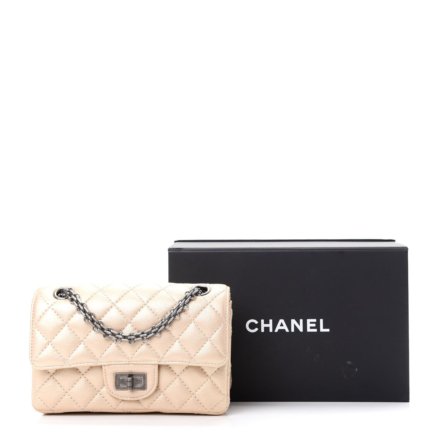 Metallic Sheepskin Quilted 2.55 Reissue Mini Flap Beige