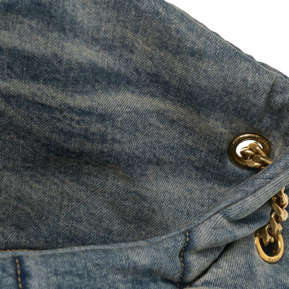 Saint Laurent Denim Quilted Medium Loulou Puffer Monogram Chain Satchel Blue Cinnamon 10 of 18