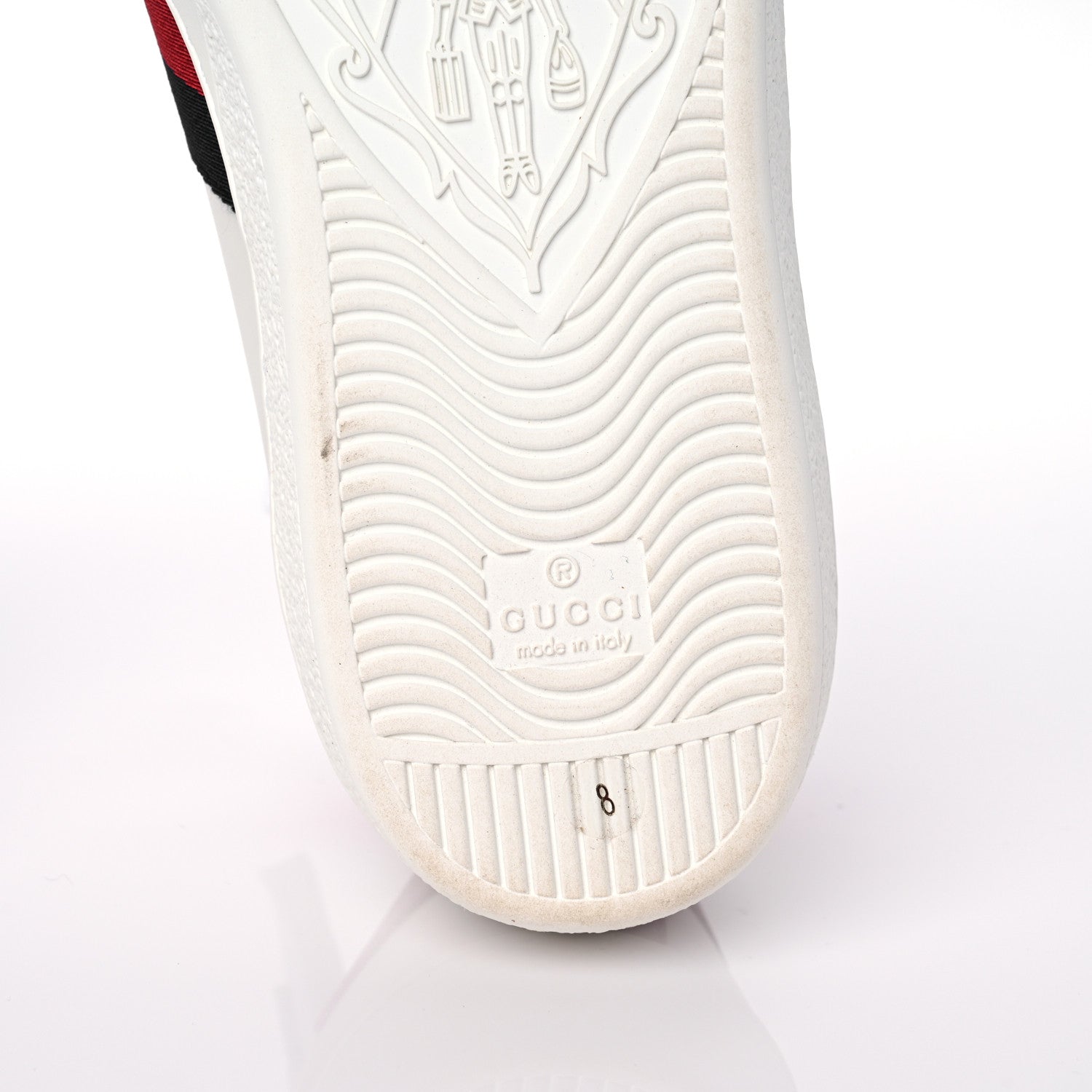 Gucci Calfskin Miro Soft Web Embroidered Mens Ace Sneakers 8 White Green 10 of 13
