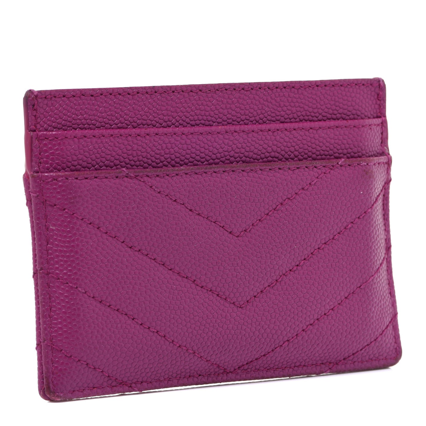 Grain De Poudre Matelasse Chevron Monogram Credit Card Case Dark Grape
