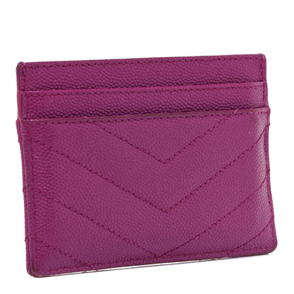 Saint Laurent Grain De Poudre Matelasse Chevron Monogram Credit Card Case Dark Grape 3 of 13