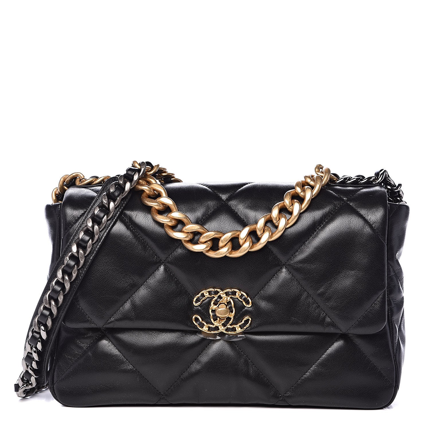 Chanel Lambskin Quilted Large 19 Flap Black 1 of 11