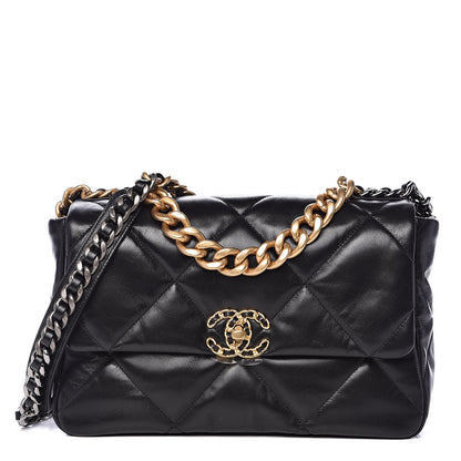 Chanel Lambskin Quilted Large 19 Flap Black 1 of 11