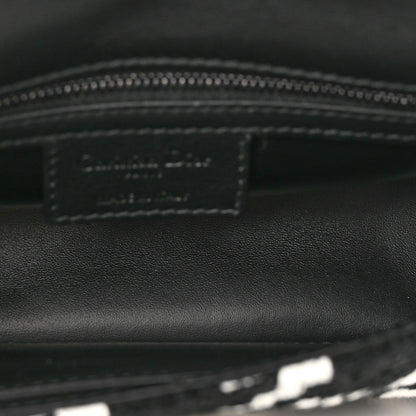 Christian Dior Tweed Macro Houndstooth Small Caro Bag Black White 4 of 8