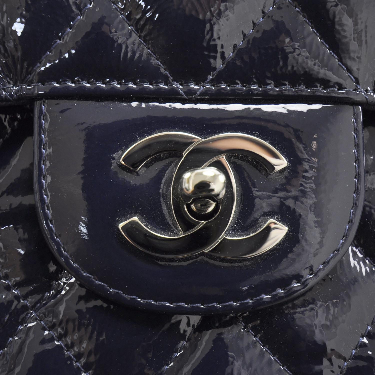 Chanel Crackled Patent Jumbo Flap Navy Blue 11 of 11