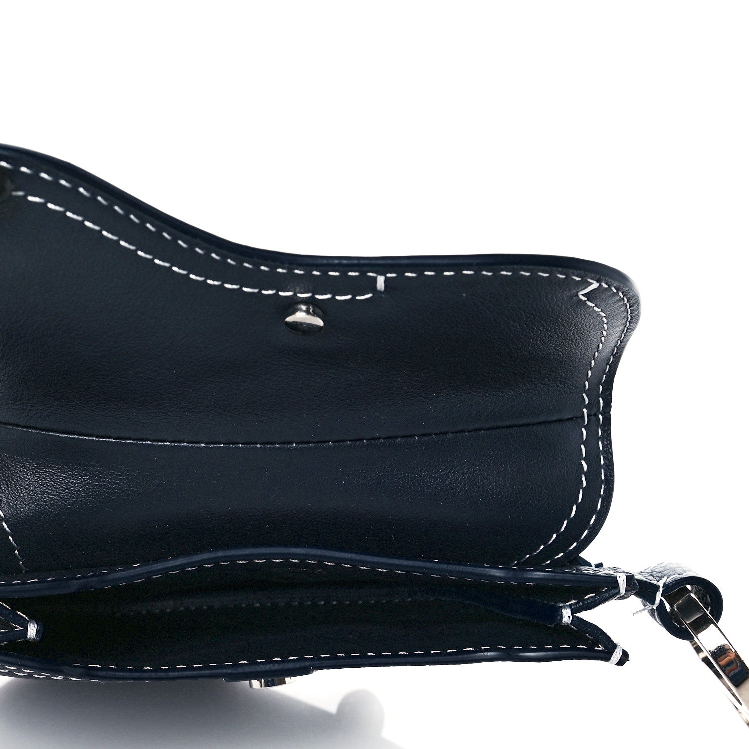 Christian Dior Grained Calfskin Saddle Mini Key Ring Navy Blue 5 of 9