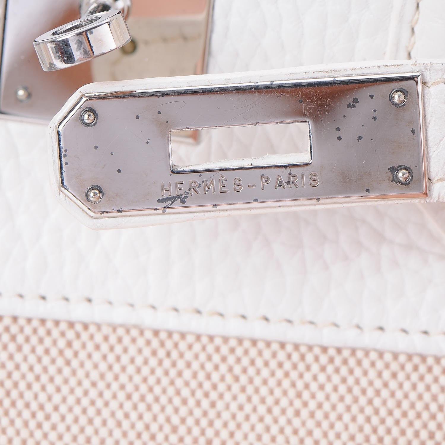Hermes Toile Taurillon Clemence Birkin 35 White 13 of 41