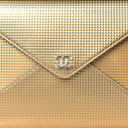 Chanel Metallic Lambskin Embossed Envelope Clutch Gold 8 of 8